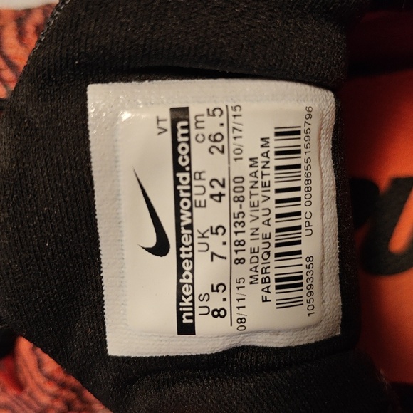 Nike Air Max 2016 Print Crimson Orange Athletic Shoes Sneakers Mens Size 8.5 - Picture 4 of 5